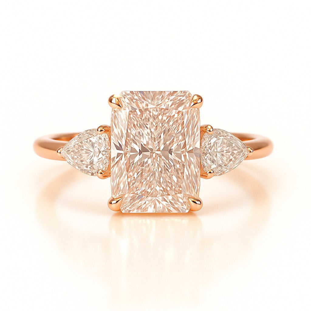 2.5 Carat Lab-Grown Trilogy Engagement Ring Radiant Cut Diamond – 18k White Gold