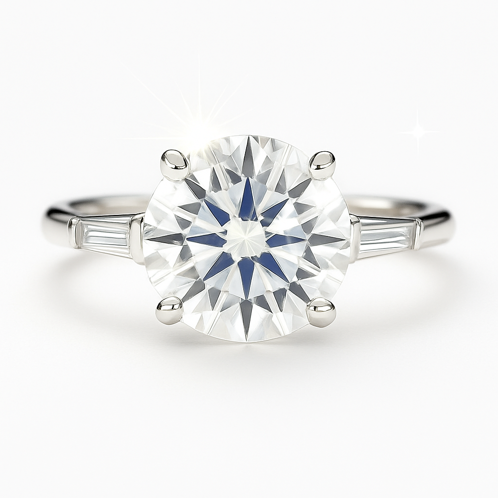 2.5 Carat Lab-Grown Trilogy Engagement Ring – Round Brilliant Diamonds