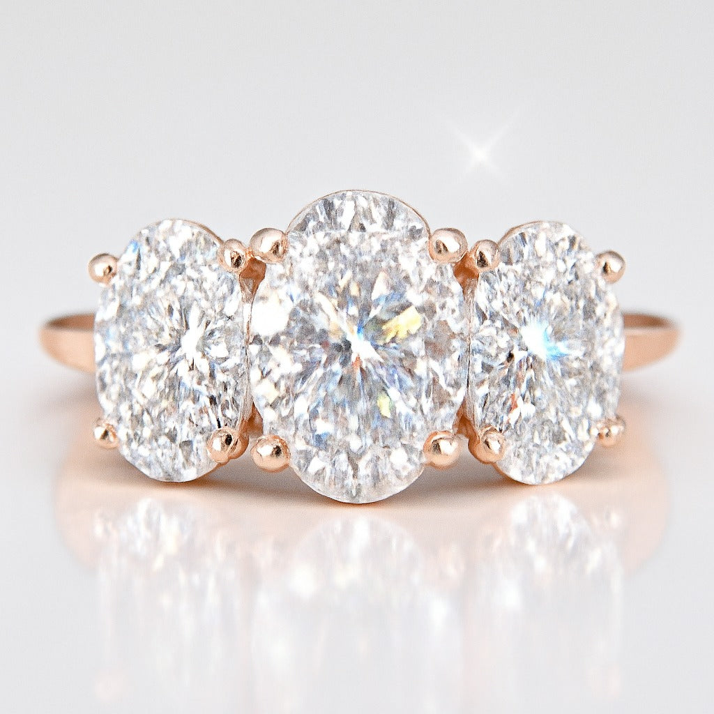 2.5 Carat Lab-Grown Trilogy Engagement Ring with Oval Diamond