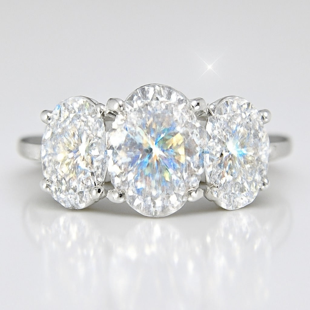 2.5 Carat Lab-Grown Trilogy Engagement Ring with Oval Diamond