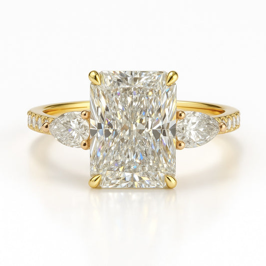2.5 Carat Lab-Grown Trilogy Engagement Ring with Radiant Diamond