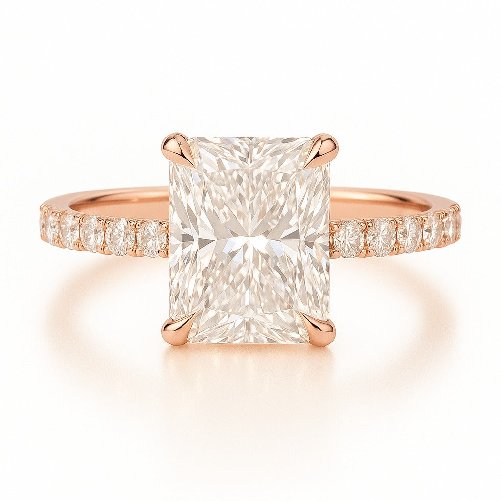 2 Carat Lab-Grown Diamond Band Engagement Ring - Radiant Cut