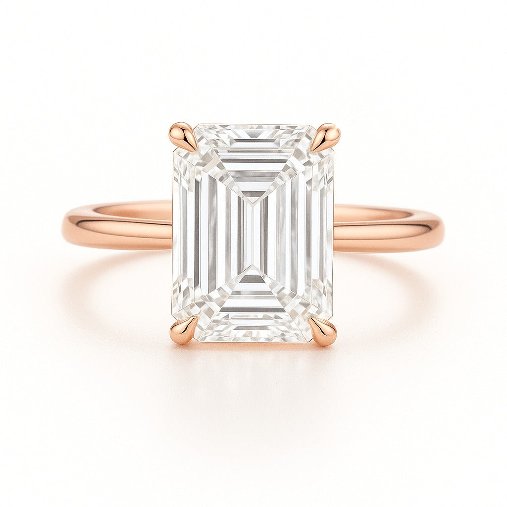 2 Carat Lab-Grown Emerald Cut Diamond Solitaire Engagement Ring in 18k White Gold