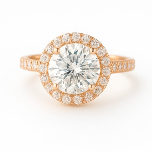2 Carat Lab-Grown Halo Engagement Ring – Round Diamond