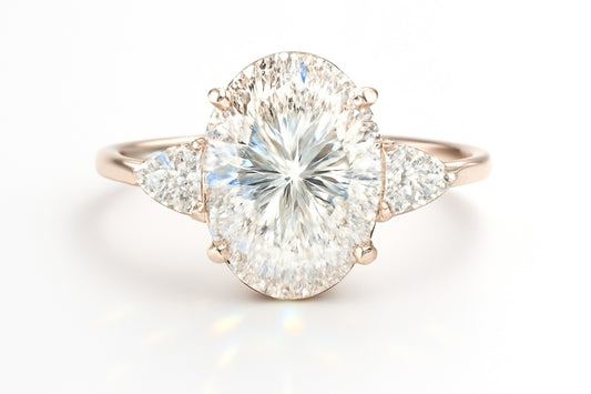 2 Carat Lab-Grown Oval Diamond Trilogy Engagement Ring