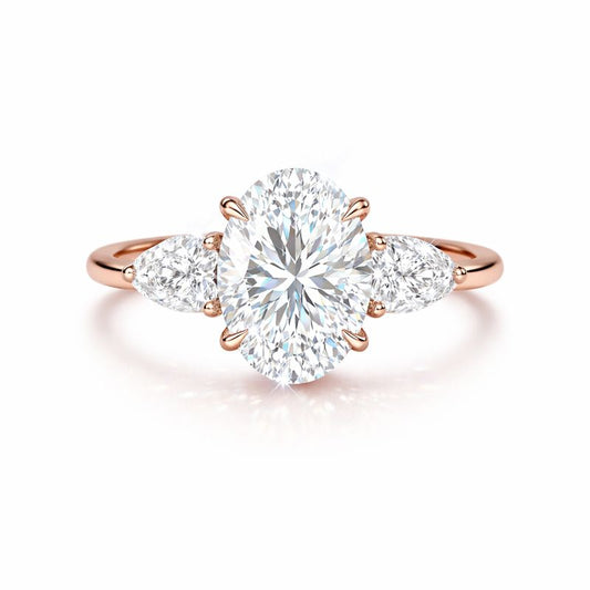 2 Carat Lab-Grown Oval Diamond Trilogy Engagement Ring