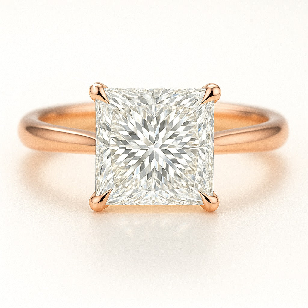 2 Carat Lab-Grown Princess Cut Solitaire Engagement Ring - 18k White Gold