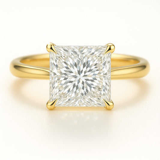 2 Carat Lab-Grown Princess Cut Solitaire Engagement Ring - 18k White Gold