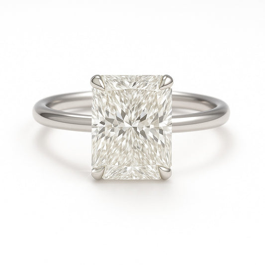 2 Carat Lab-Grown Radiant Diamond Solitaire Engagement Ring 18k Yellow Gold