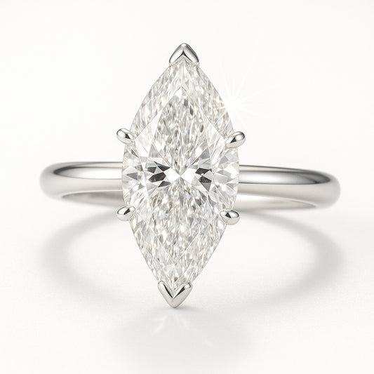 2 Carat Marquise Lab-Grown Diamond Solitaire Engagement Ring - 18k Yellow Gold