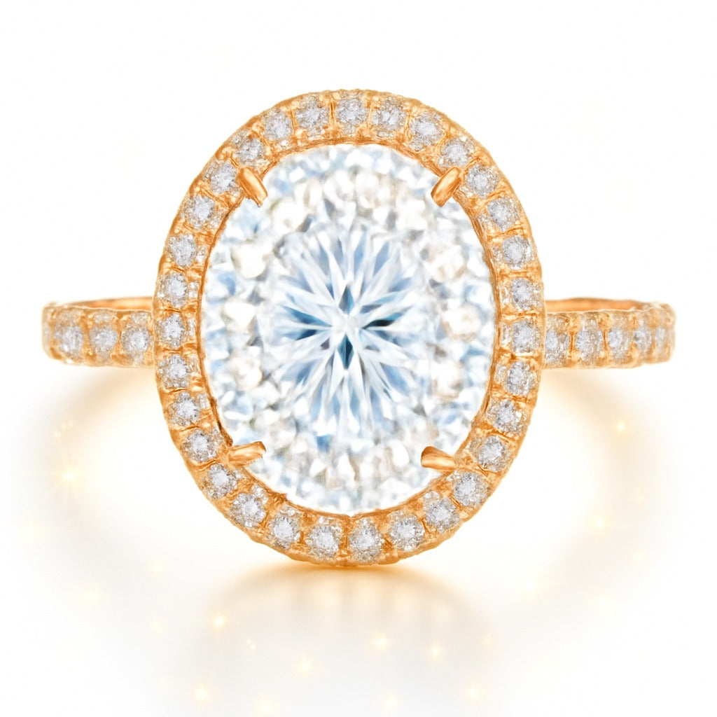 2 Carat Oval Lab-grown Halo Engagement Ring