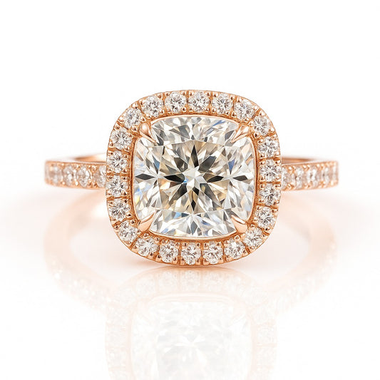3 Carat Cushion Lab-Grown Halo Engagement Ring 18k White Gold