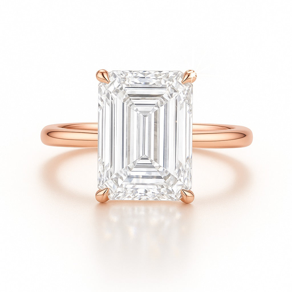 3 Carat Lab-Grown Emerald Cut Diamond Solitaire Engagement Ring - 18k White Gold