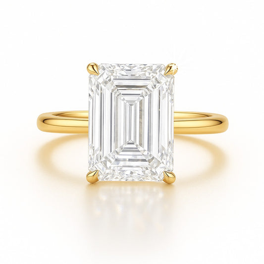 3 Carat Lab-Grown Emerald Cut Diamond Solitaire Engagement Ring - 18k White Gold
