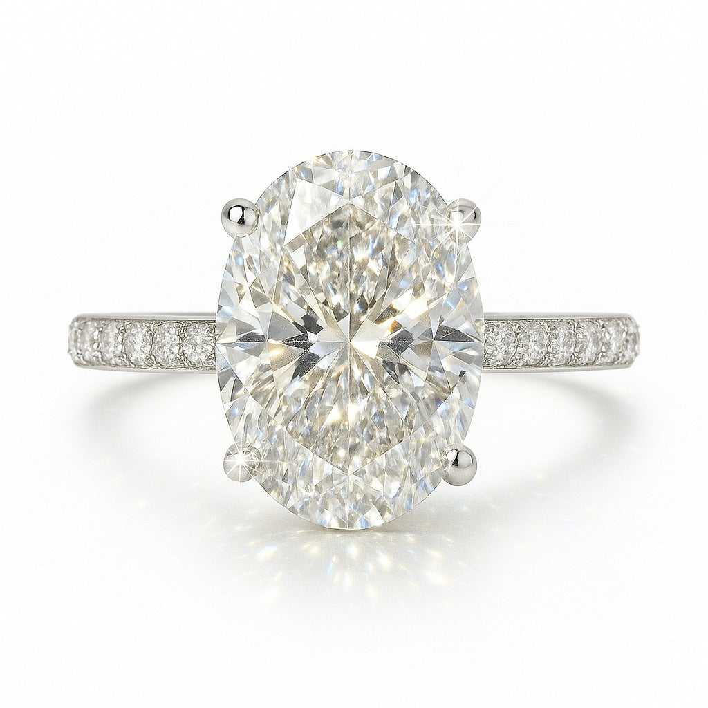 3 Carat Lab-Grown Oval Diamond Band Engagement Ring