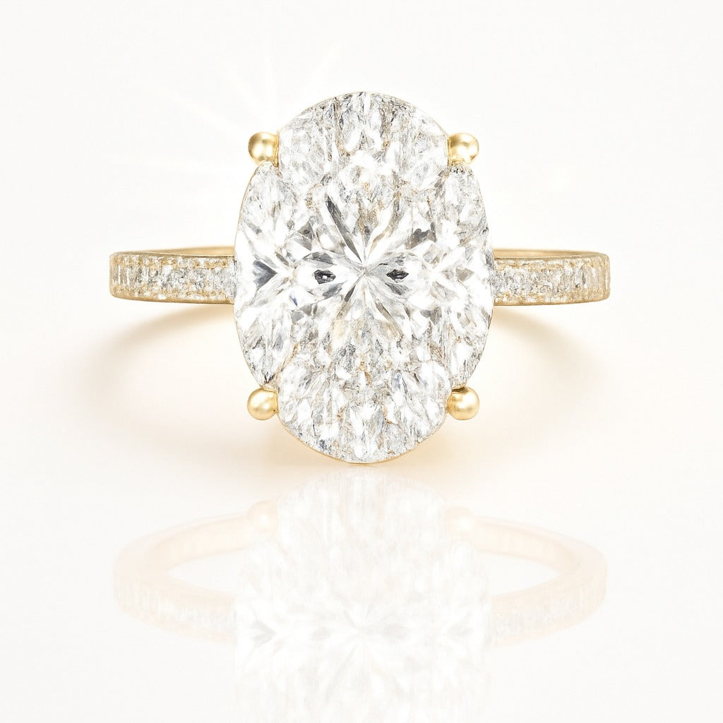 3 Carat Lab-Grown Oval Diamond Band Engagement Ring