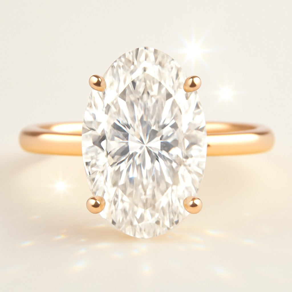 3 Carat Lab-Grown Oval Diamond Solitaire Engagement Ring