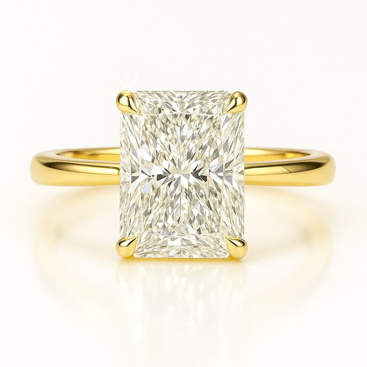 3 Carat Lab-Grown Radiant Diamond Solitaire Engagement Ring 18k White Gold