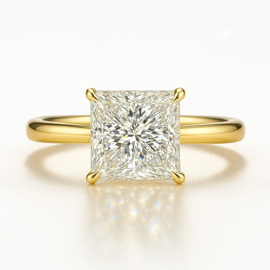 3 Carat Lab-Grown Solitaire Engagement Ring in 18k White Gold – Princess Cut Diamond