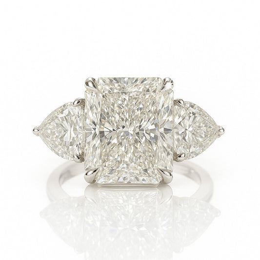 3 Carat Lab-Grown Trilogy Engagement Ring 18k Yellow Gold – Radiant Diamond