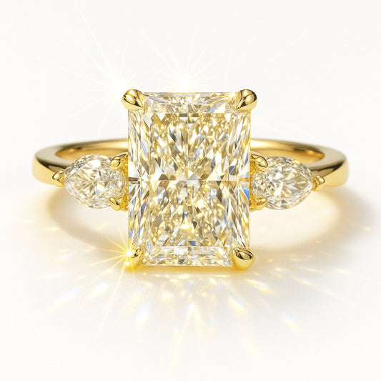 3 Carat Lab-Grown Trilogy Engagement Ring with Radiant Diamond