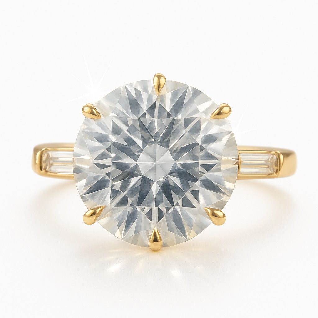 4.5 Carat Lab-Grown Trilogy Engagement Ring – Round Brilliant Diamond