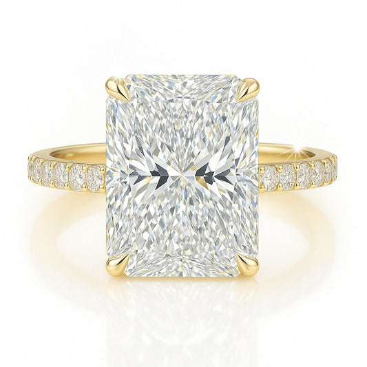 4 Carat Lab-Grown Diamond Band Engagement Ring in 18k White Gold – Radiant Cut