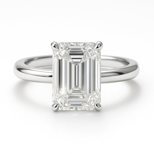 4 Carat Lab-Grown Emerald Cut Diamond Solitaire Engagement Ring - 18k Yellow Gold