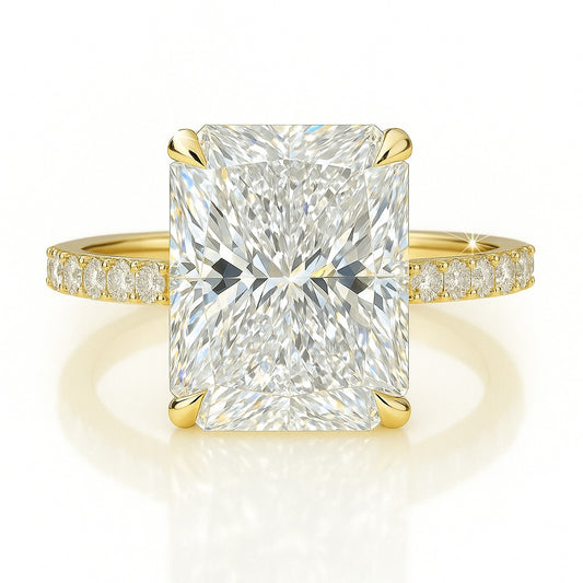 5 Carat Lab-Grown Diamond Band Engagement Ring 18k White Gold – Radiant Cut