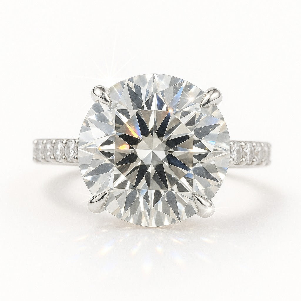6 Carat Lab-Grown Round Diamond Band Engagement Ring