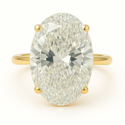 6 Carat Oval Lab-Grown Diamond Solitaire Engagement Ring