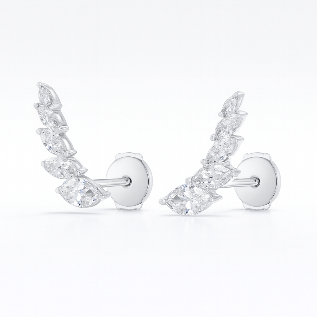 Angel Wings Lab-Grown Diamond Earrings in 18K White Gold