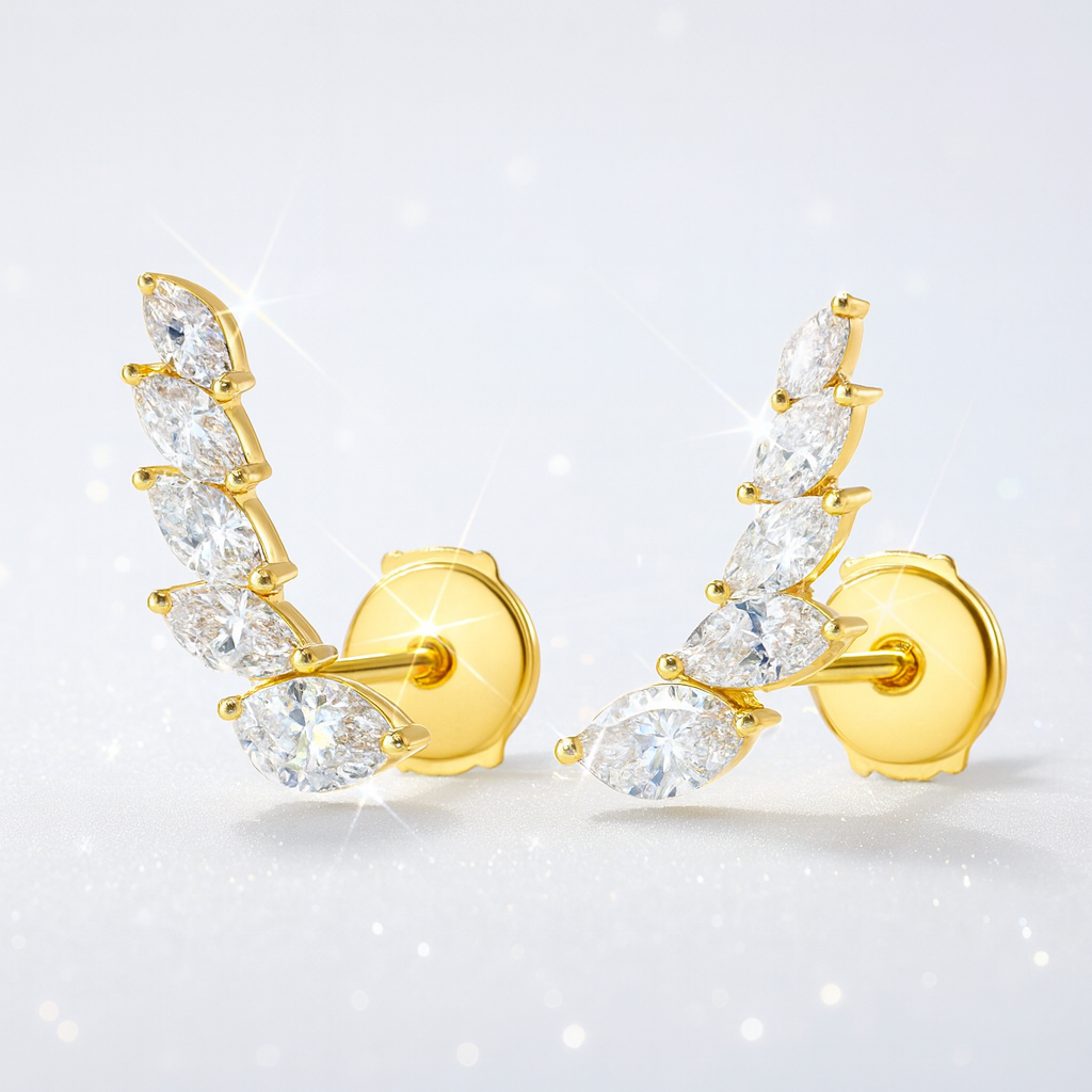 Angel Wings Diamond Earrings Yellow Gold