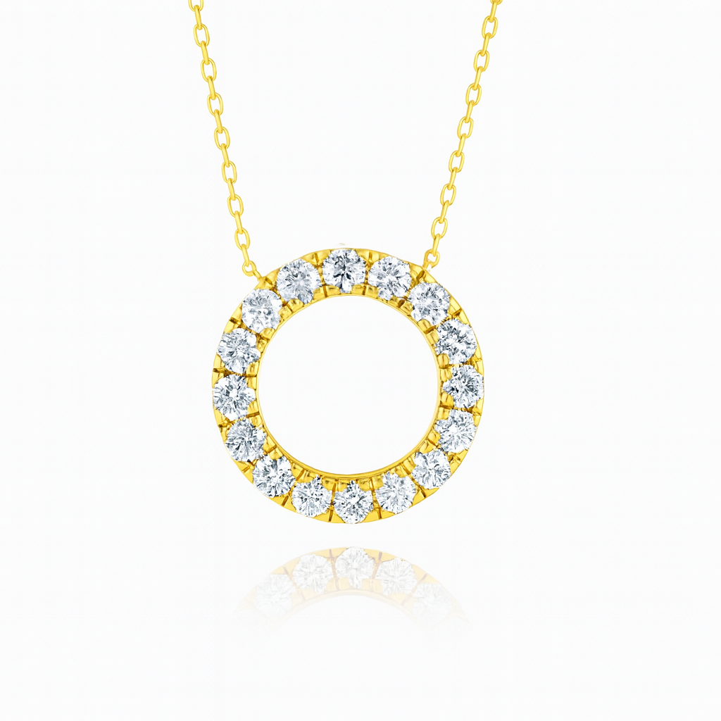 0.75ct - Diamond Circle Pendant in 18k Yellow Gold