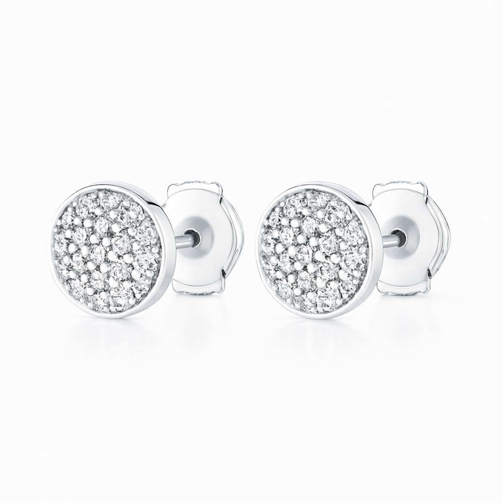 Diamond Disc Earrings – White Gold