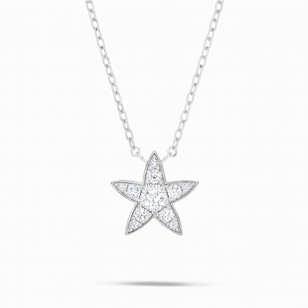 0.32ct - Diamond Star Pendant – White Gold