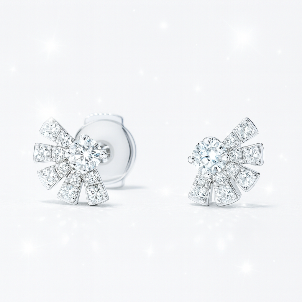 Diamond Sunrise Earrings - White Gold