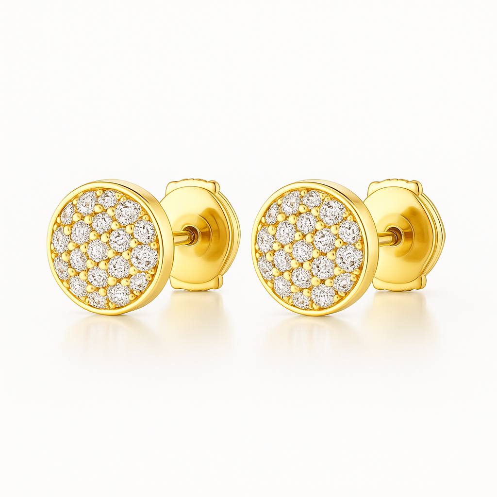 Diamond Disc Earrings in 18K Yellow Gold