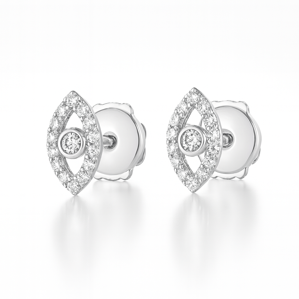 Evil Eye Diamond Earrings White Gold