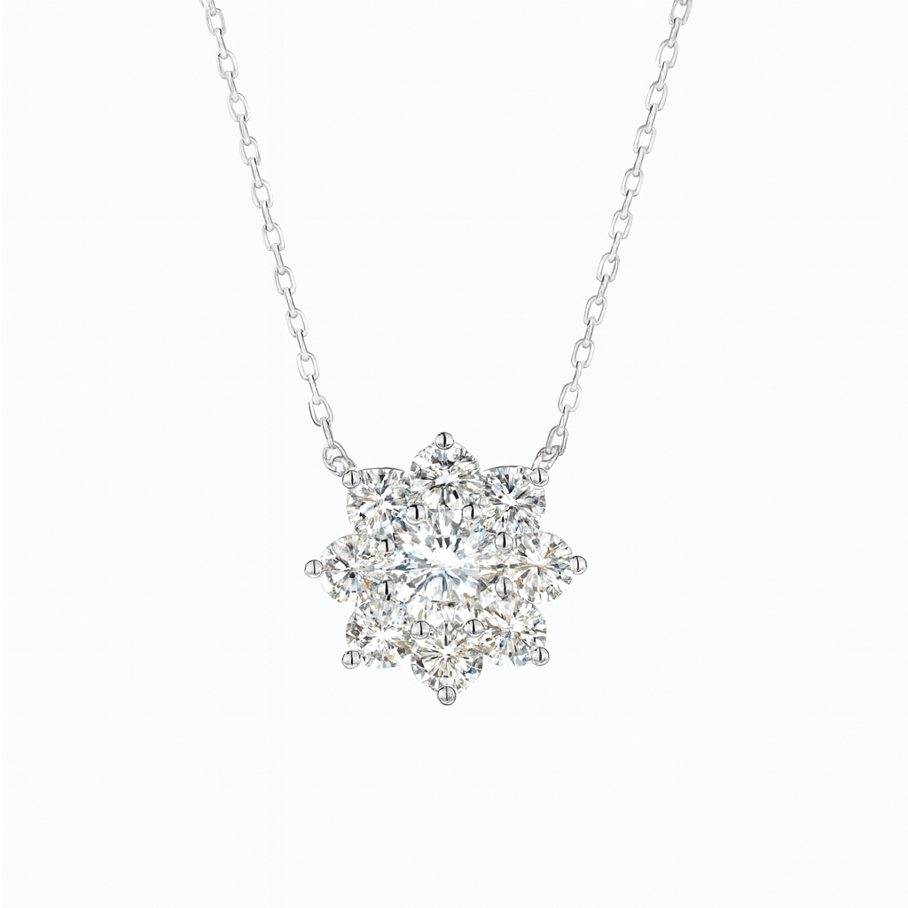 0.25ct - Flower Petal Diamond Pendant – White Gold