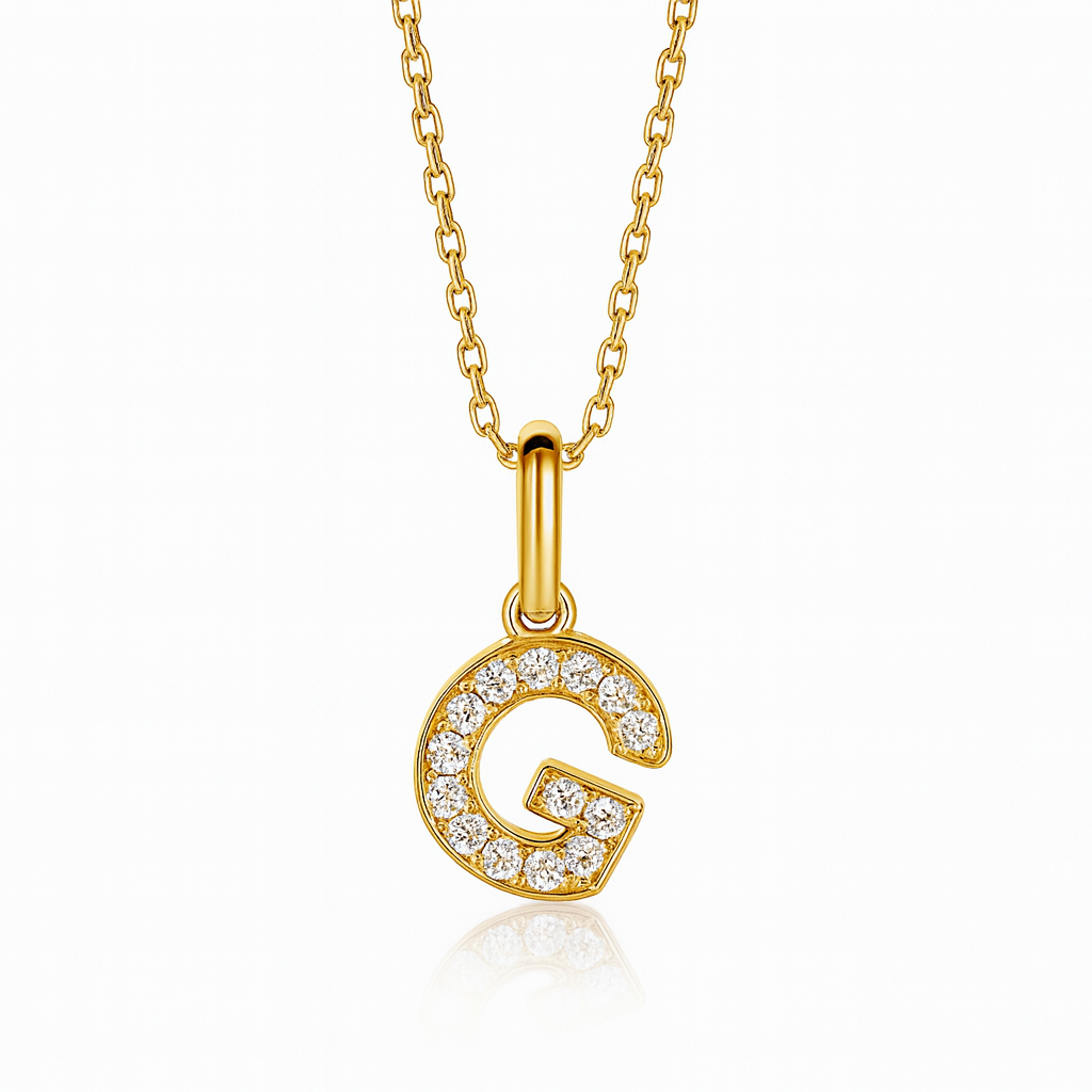 0.14ct - G Letter Pendant in 18k Yellow Gold