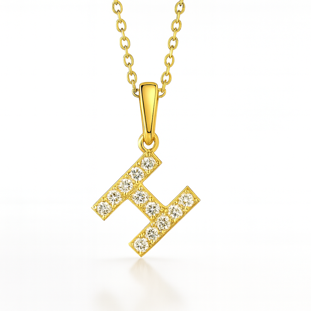 0.18ct - "H" Letter Pendant – 18k Yellow Gold