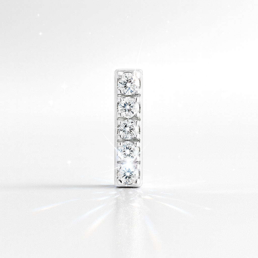 I Letter Stud Earring White Gold