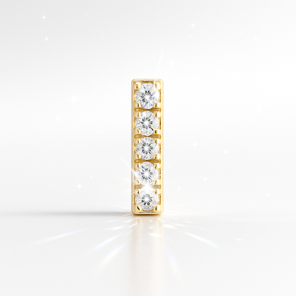 I Letter Stud Earring Yellow Gold
