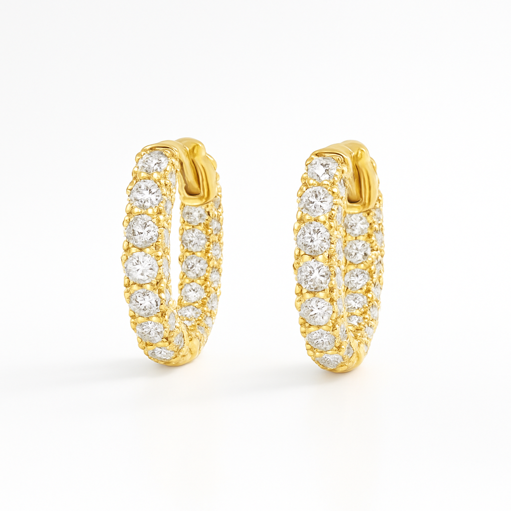 Iced Out Mini Diamond Hoop Earrings - 18k Yellow Gold