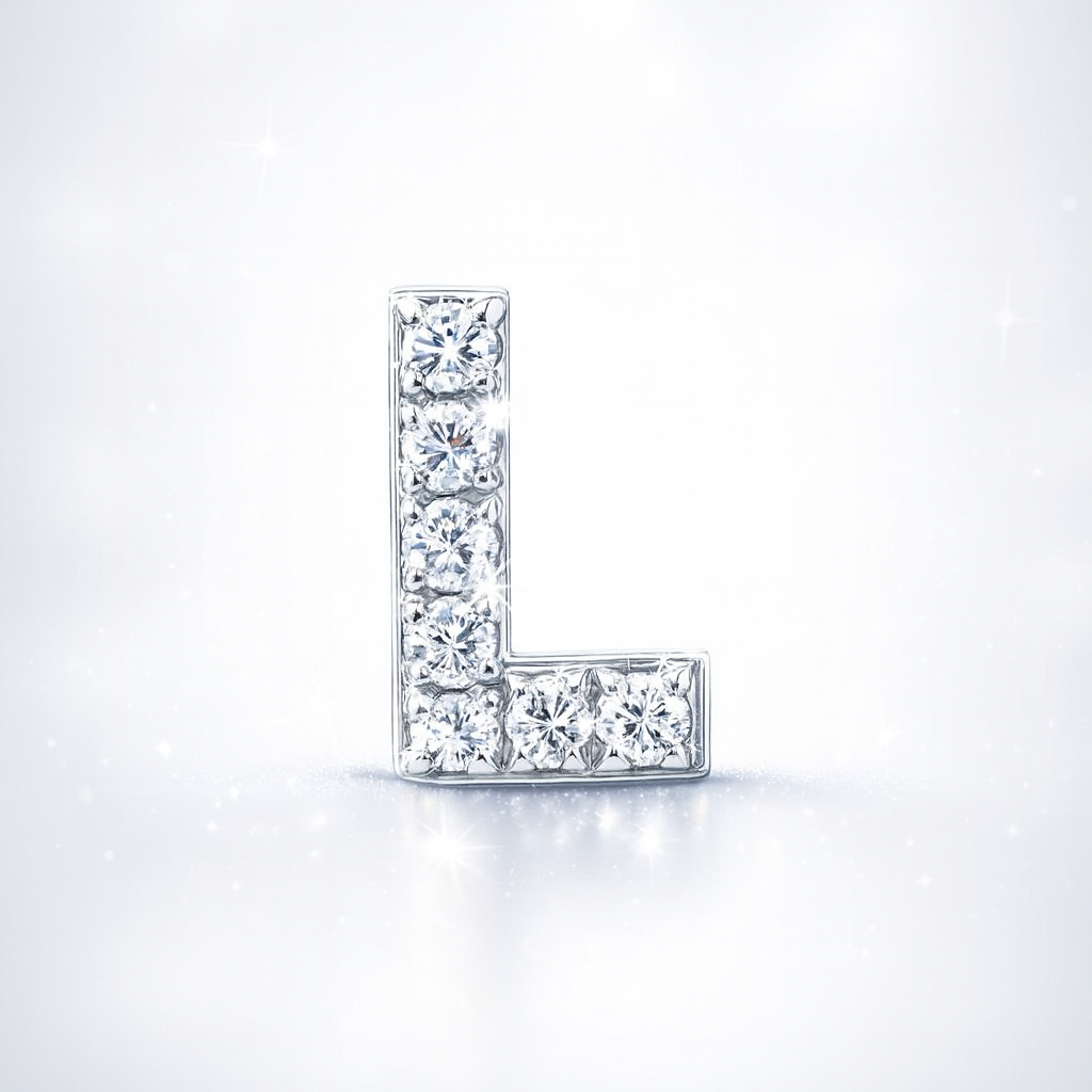 L Letter Stud Earring White Gold