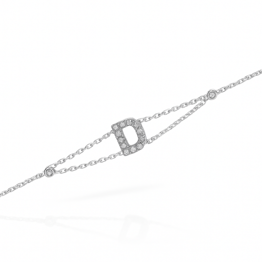 Letter Bracelet “D” – 18K White Gold