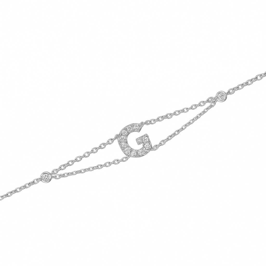 Letter Bracelet “G” – 18K White Gold