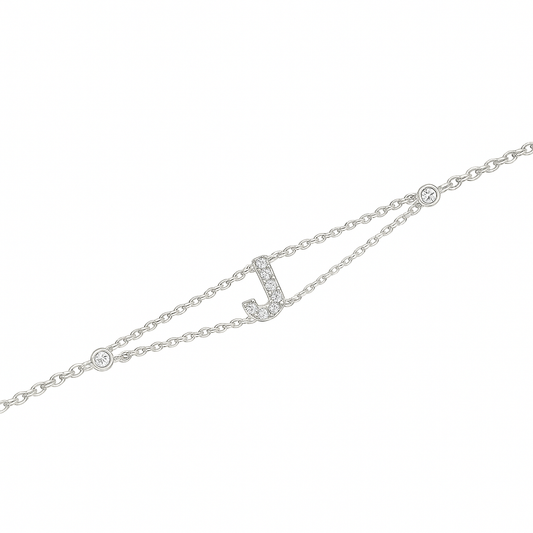 Letter Bracelet “J” – 18K White Gold