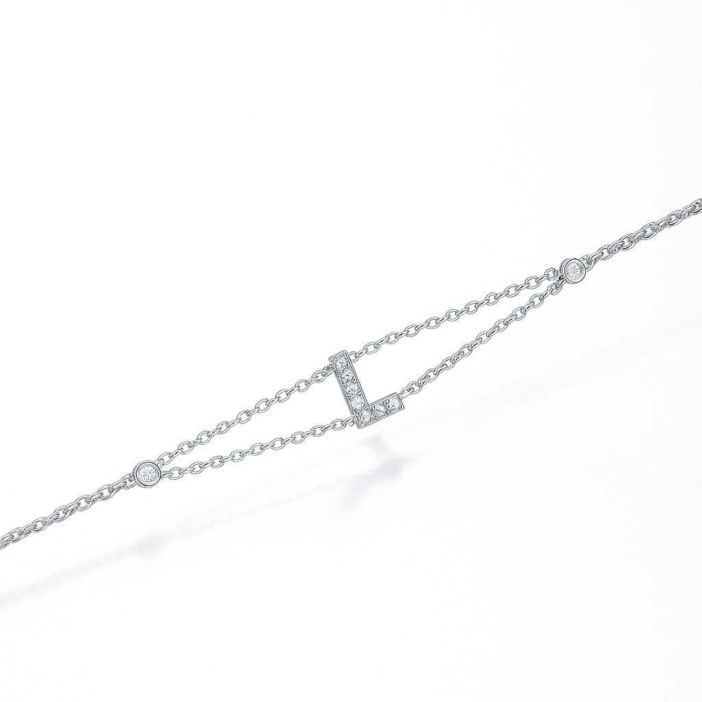 Letter Bracelet “L” – 18K White Gold